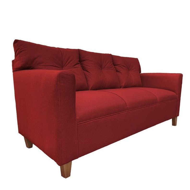 Sofá Mateo Chenille Rojo Pata Madera 3C-2