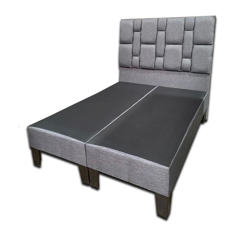 Base HVM 2 Plazas + Respaldo Gris Felpa Rolex a Piso Pmadera-1