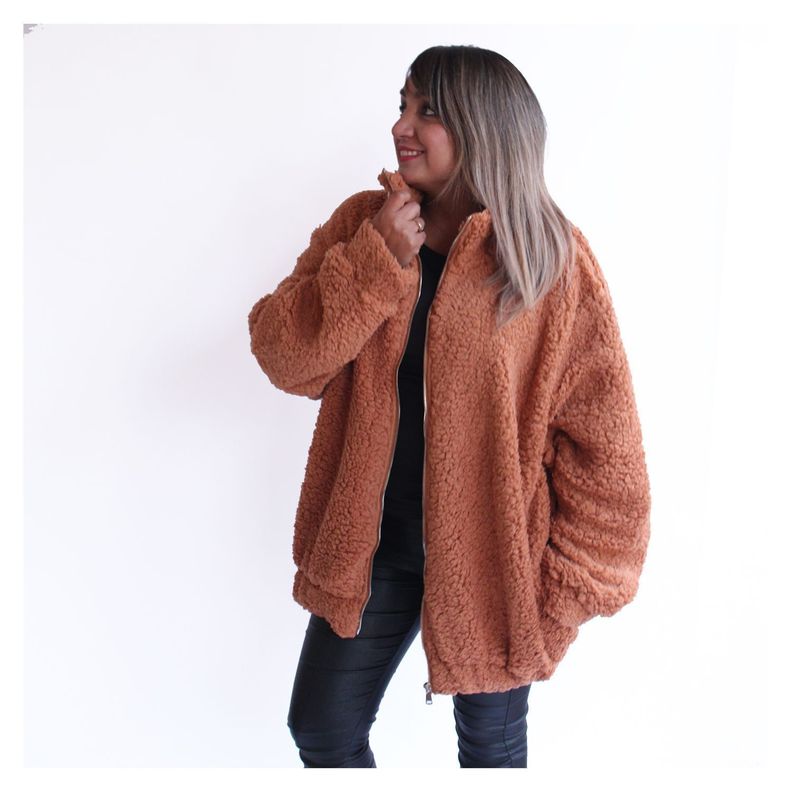 Chaqueta Teddy Camel Oversize-0