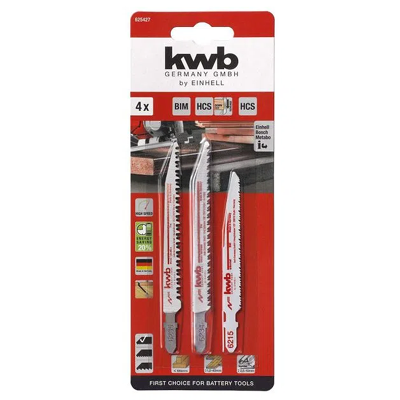 Set Repuesto Hoja Para Sierra Caladora 4 Pcs Kwb 625427-0