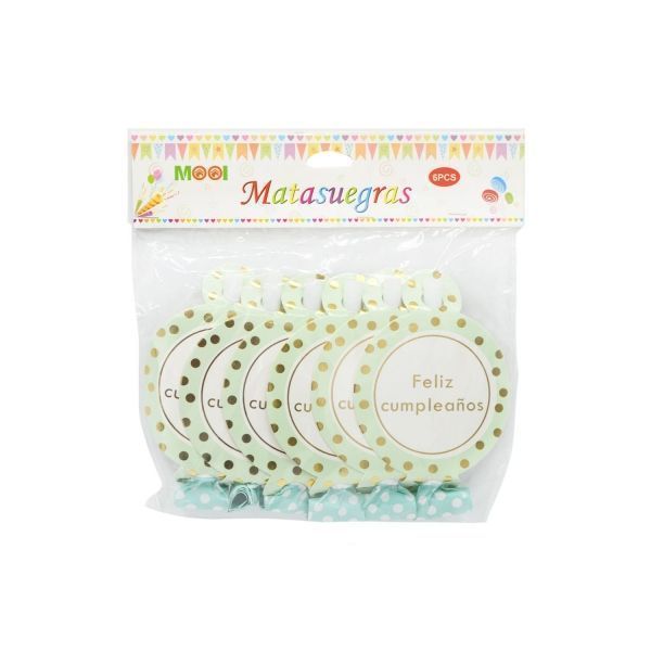 Matasuegras - Verde Menta Cumpleaños - 6pcs-1