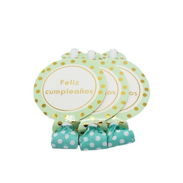 Matasuegras - Verde Menta Cumpleaños - 6pcs-0