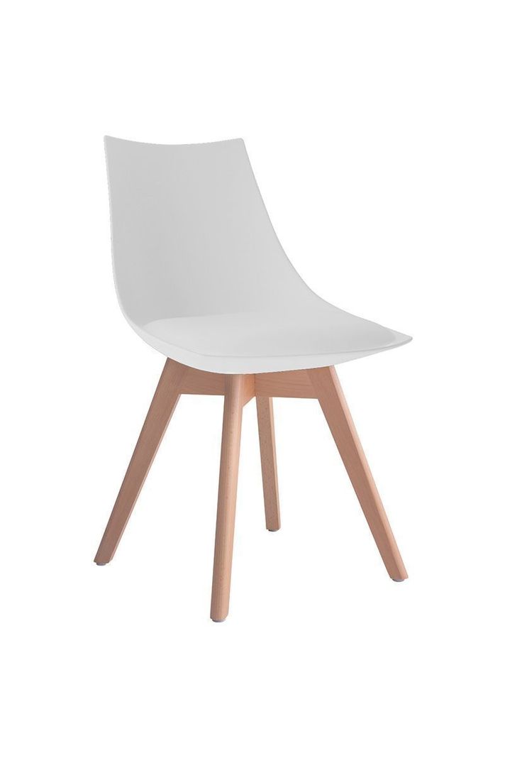 Silla de Comedor con Patas de Madera Blanco-0