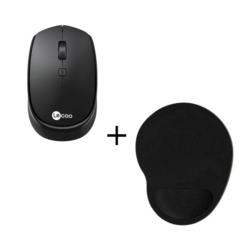 Mouse Inalambrico Lenovo Lecoo WS202 con Alfombrilla mousepad-0