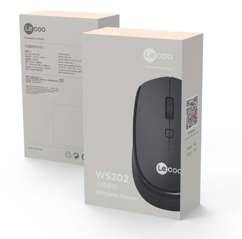 Mouse Inalambrico Lenovo Lecoo WS202 con Alfombrilla mousepad-1