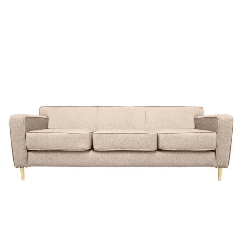 Sofa Lilen Chenille Tipo Lino Beige  2 Cuerpos