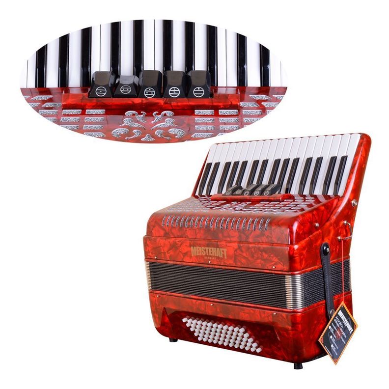 ACORDEON 60 BAJOS 5 REGISTROS ROJA MEISTEHAFT  -2