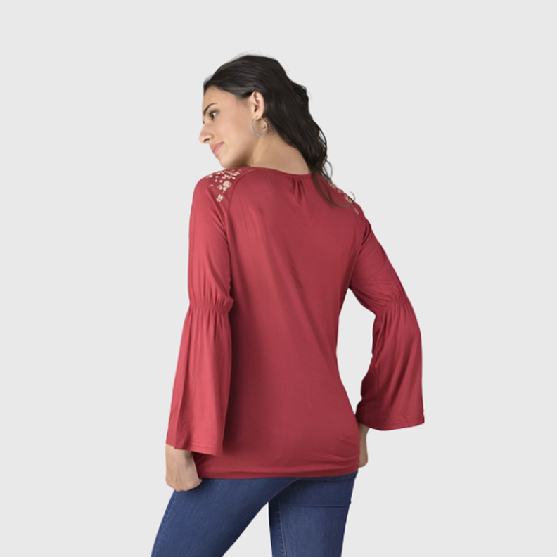Polera retro bordada burdeo-1