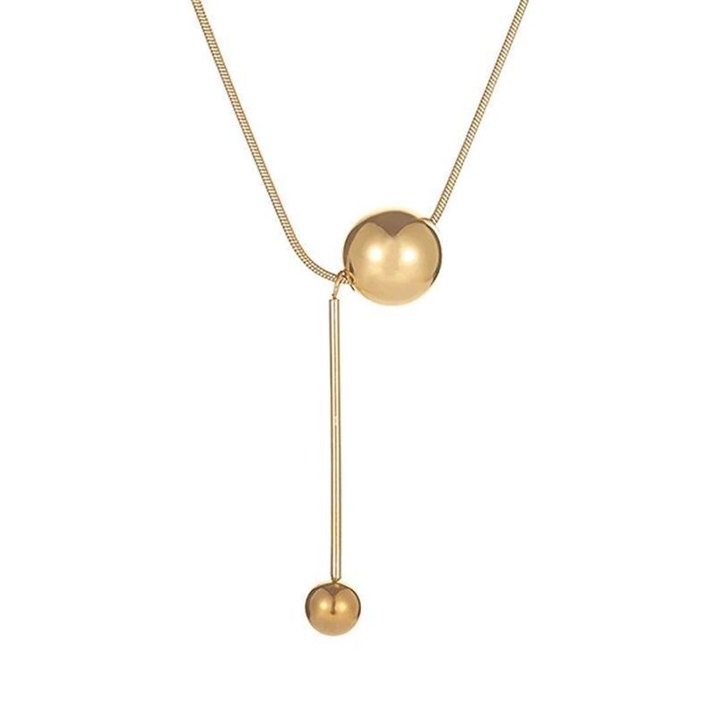Collar Acero Quirúrgico Bola Dorada Moda Regalo Mujer-0