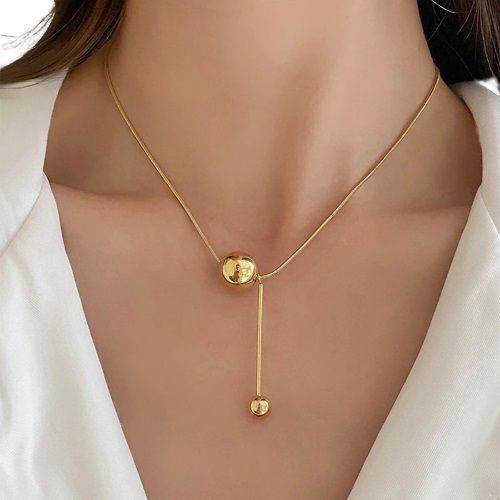 Collar Acero Quirúrgico Bola Dorada Moda Regalo Mujer-1