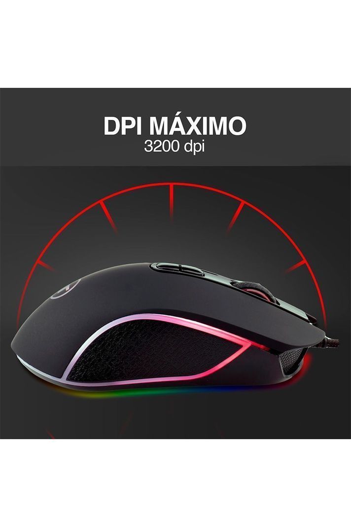 Mouse Gamer M14 3200 DPI Luces Led RGB USB Negro-2