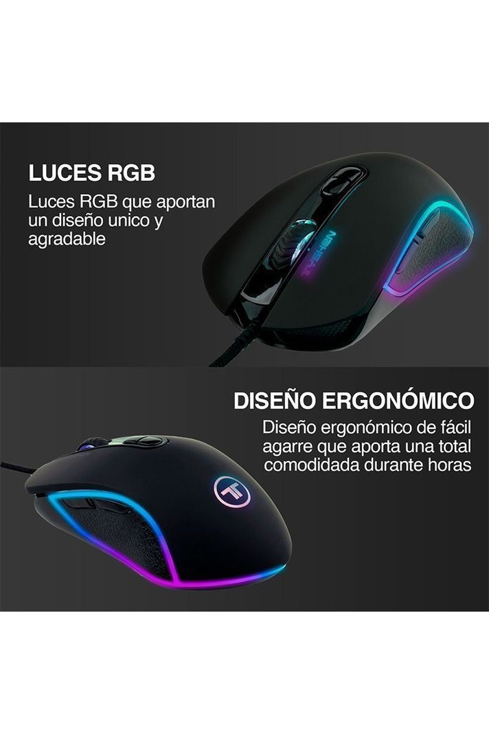 Mouse Gamer M14 3200 DPI Luces Led RGB USB Negro-3