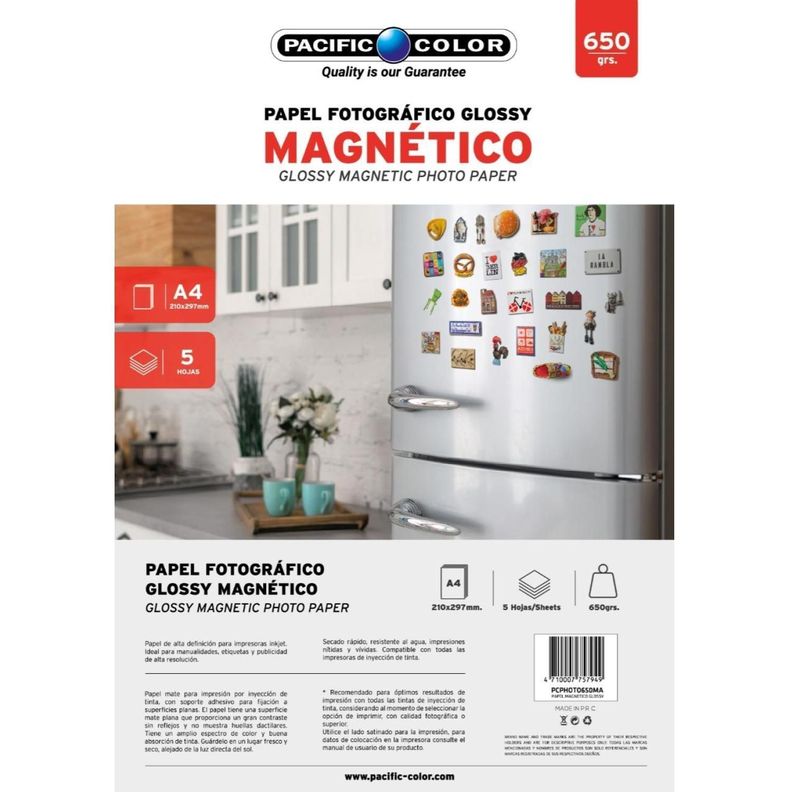 Papel Fotografico Glossy Magnetico A4 650gr 5 Hojas-0
