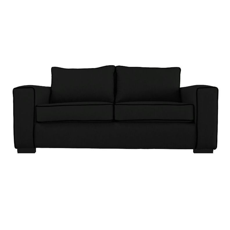 Sofa Gabro Chenille Tipo Lino Negro 3 Cuerpos