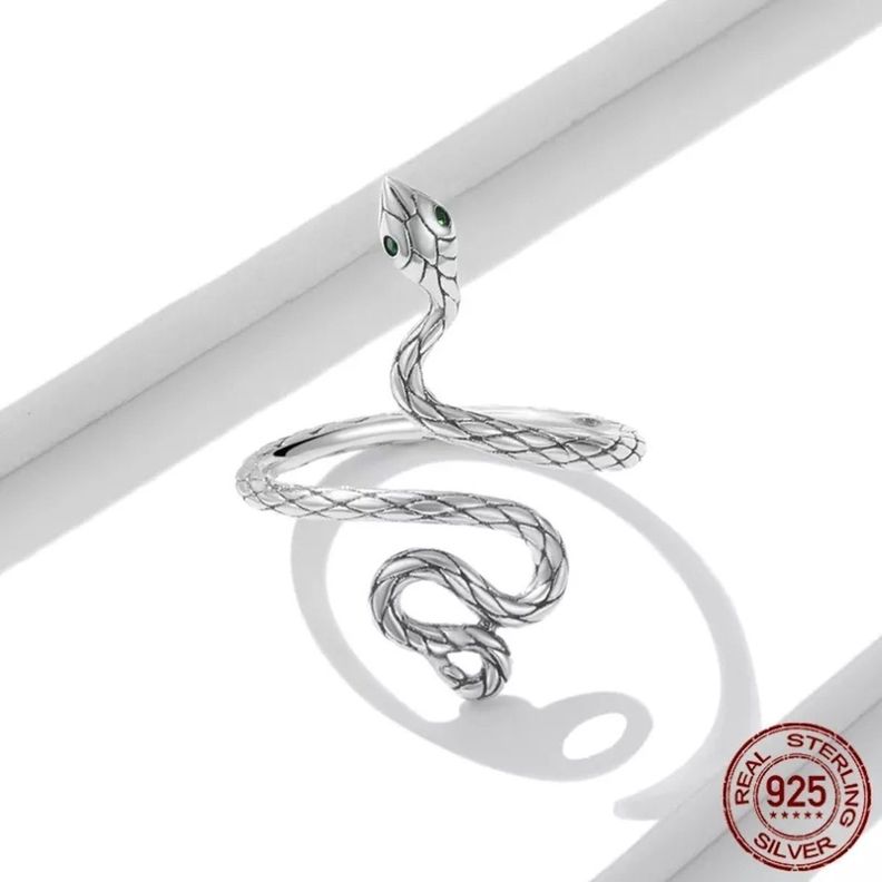 Anillo Serpiente Ajustable Plata 925-1