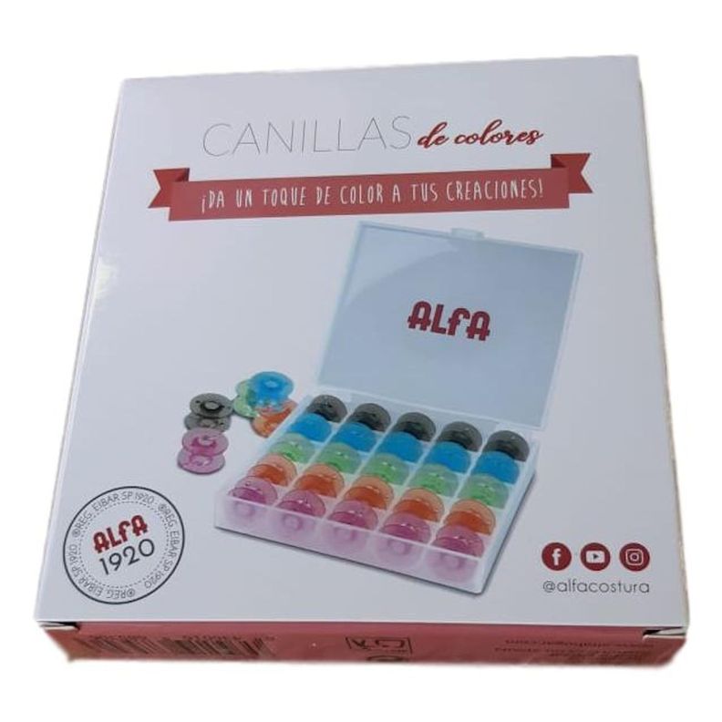 Caja de 25 carreteles Alfa  de colores-2