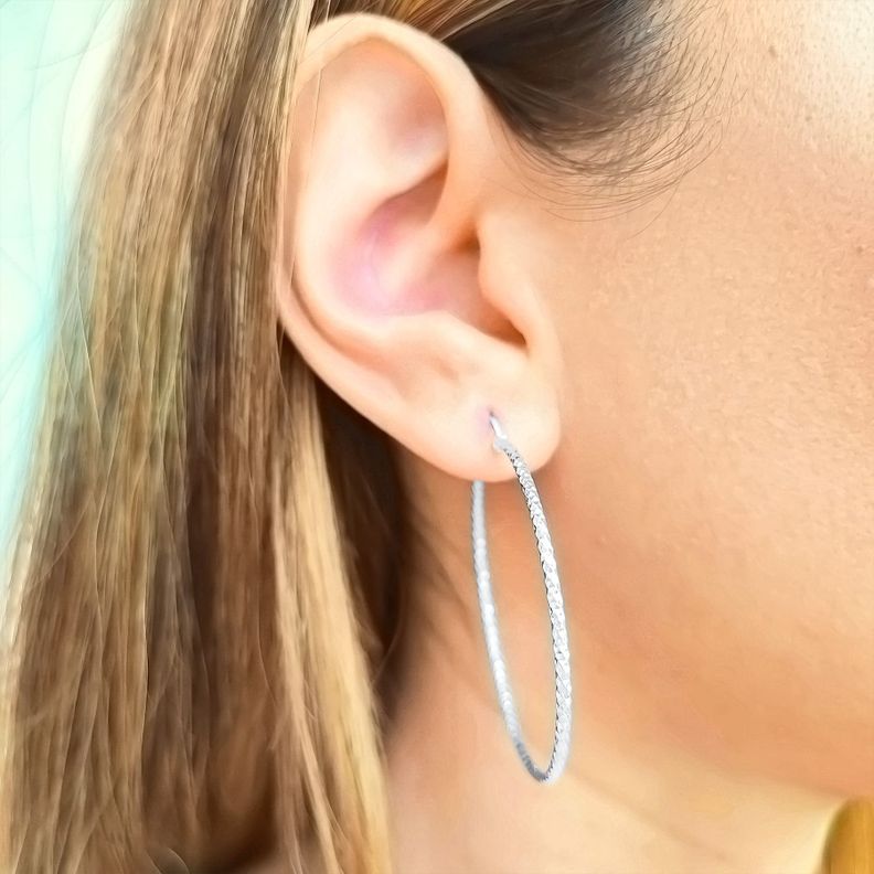 Aros Argolla Satinada 45mm Plata Fina 925-1