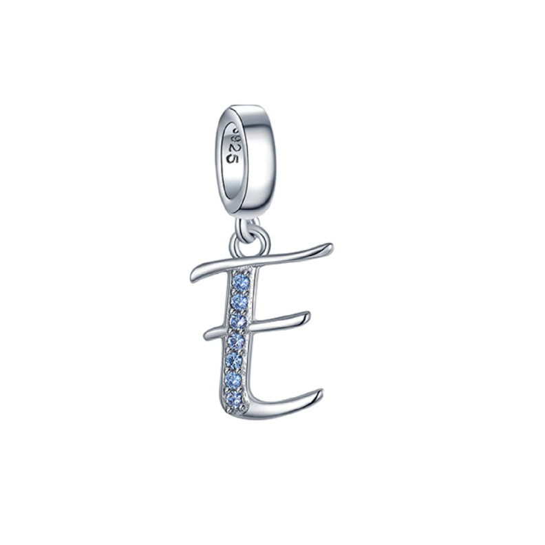 Charm Letra E en Plata Fina 925 SILVER HEART-0