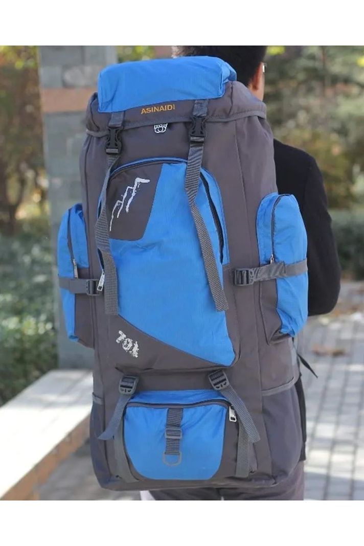 Mochila Viaje 90 Litros Mochilas De Camping Azul-2