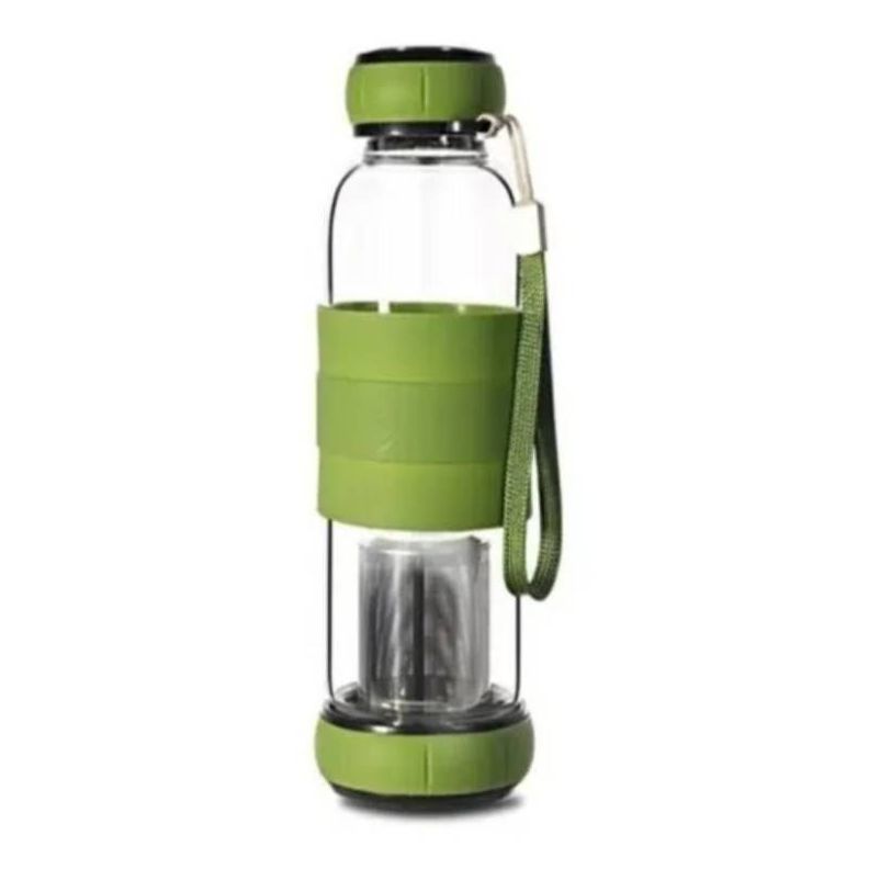 Botella De Vidrio 420 Ml Té Infusión + Funda-0