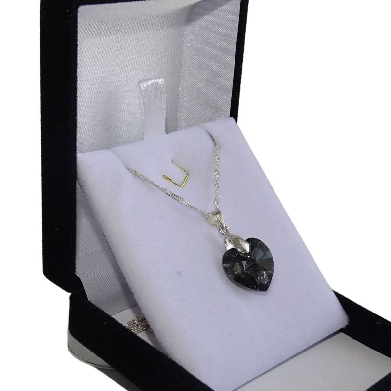 Cadena De Plata Fina (singapur) Con Cristal Dark - MABELITA-1
