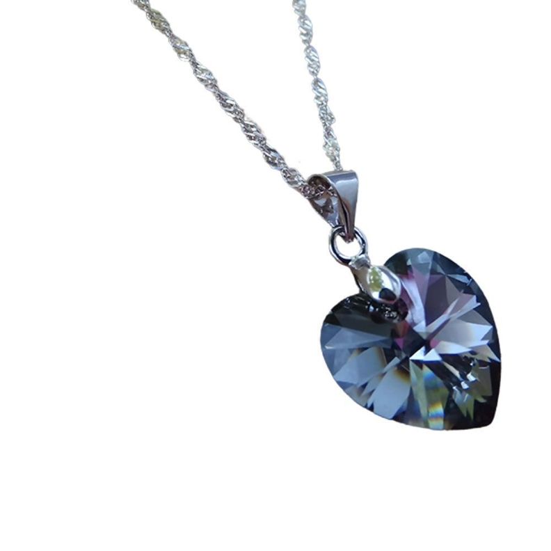 Cadena De Plata Fina (singapur) Con Cristal Dark - MABELITA-0