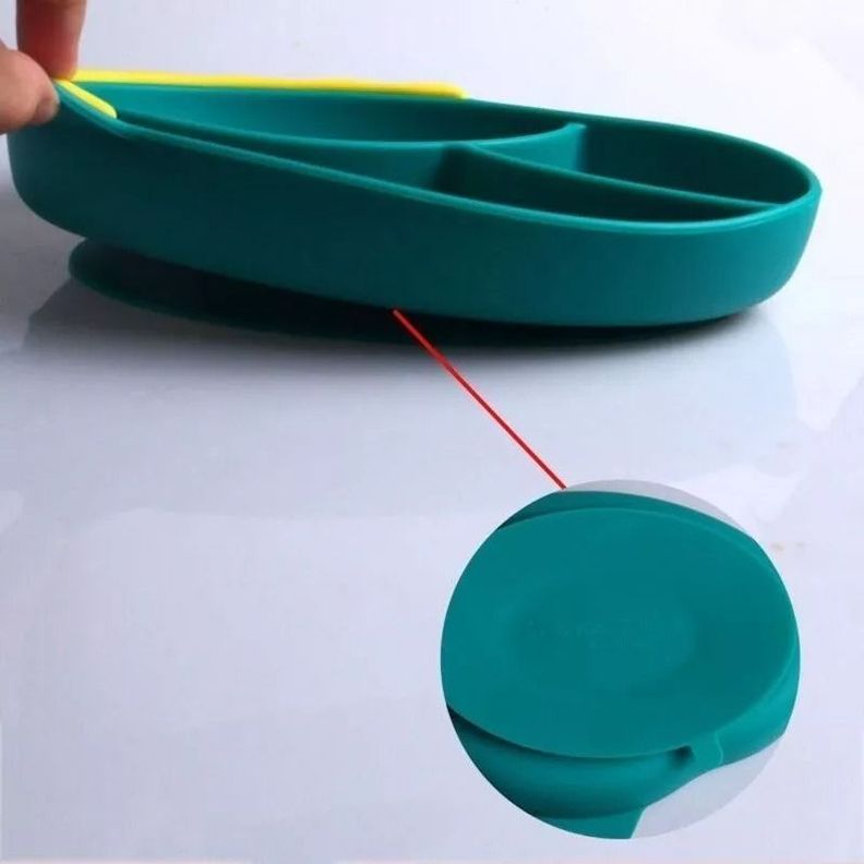 Set Plato De Silicona Dinosaurio Para Bebé Niños + Cubierto-1