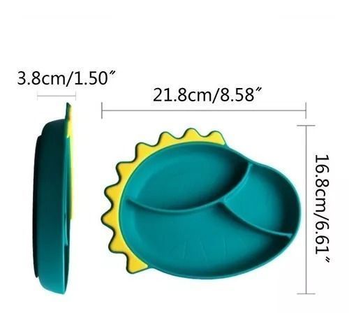 Set Plato De Silicona Dinosaurio Para Bebé Niños + Cubierto-2