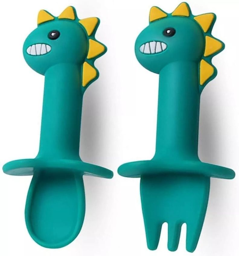 Set Plato De Silicona Dinosaurio Para Bebé Niños + Cubierto-3
