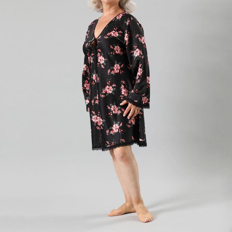 Camisola Amarra Satin Print M/Larga-0