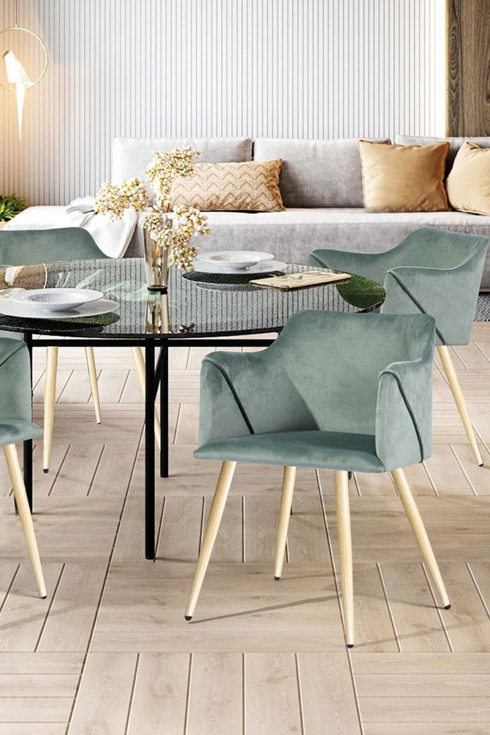 Silla Comedor Sitial Aldridge Terciopelo Verde-5