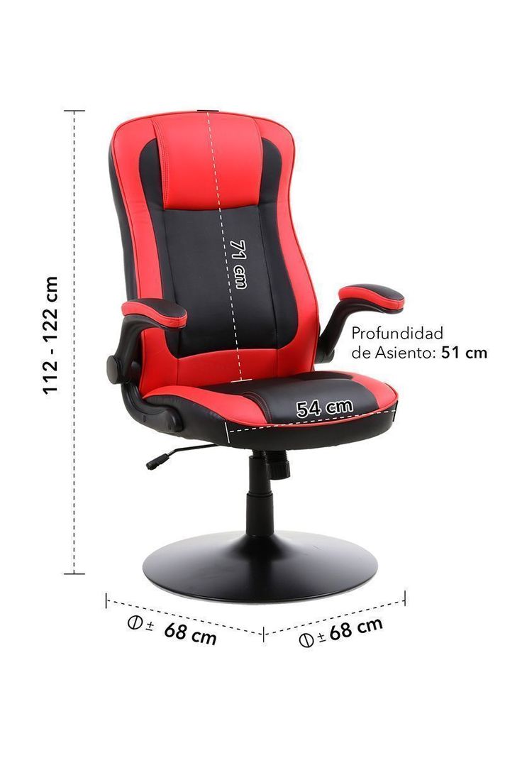 Silla Gamer con Base de Metal Rojo-2