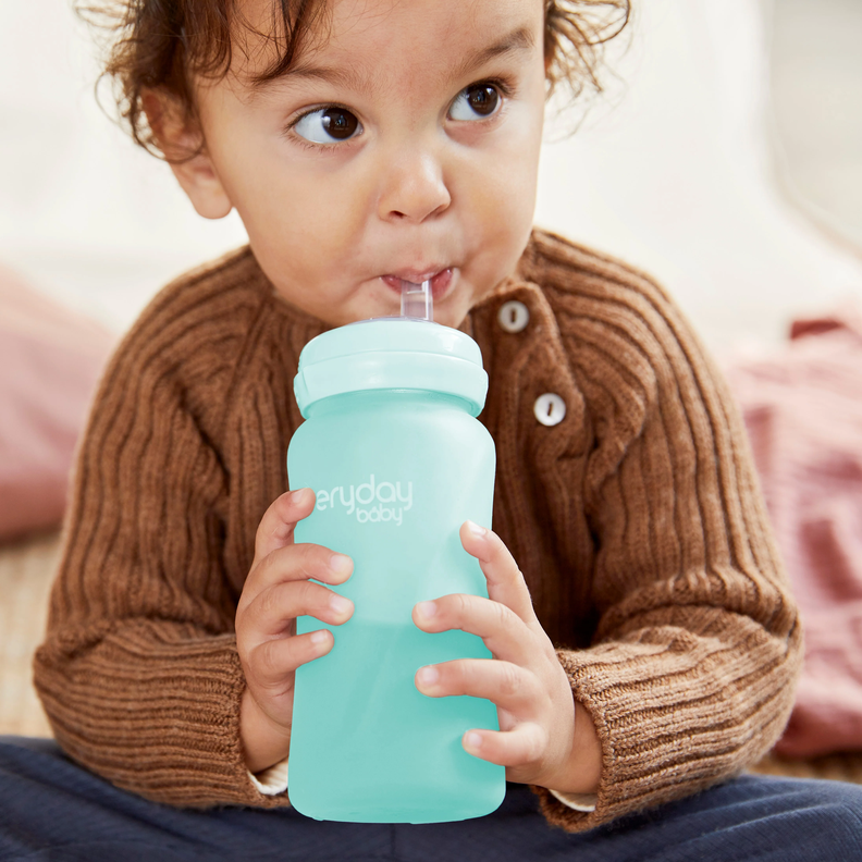 Mamadera De Vidrio Con Bombilla 240ml Verde-4