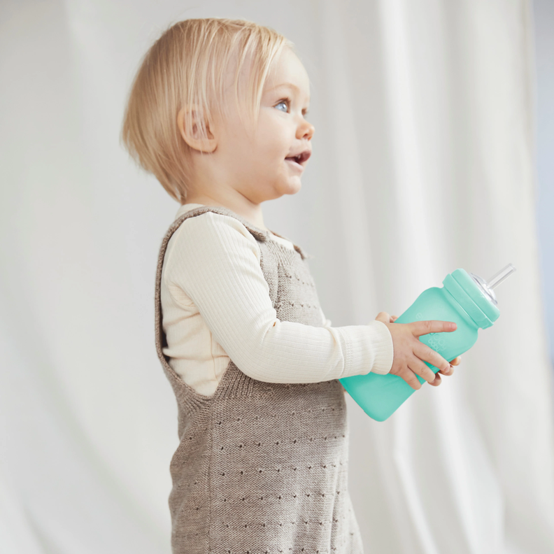 Mamadera De Vidrio Con Bombilla 240ml Verde-3