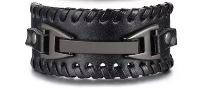 Pulsera Masculina, Eco Cuero Estilo Punk.-1