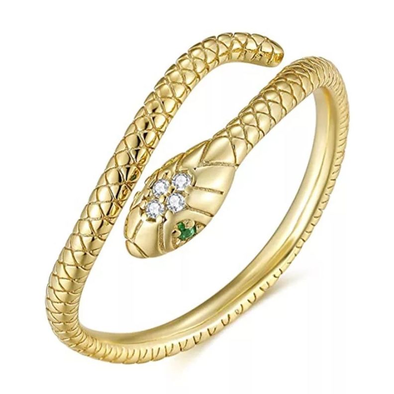 Anillo Serpiente Ajustable Plata 925 Baño oro-0
