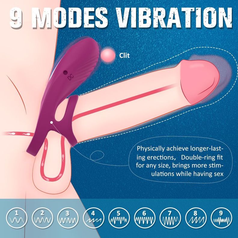 Nicholas Anillo Vibrador Doble Para El Pene Y Control Remoto-5