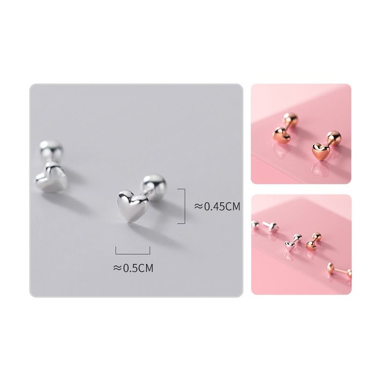 Pendientes Corazon Bebe Niña Adulto Plata Chapado Oro Blanco-6