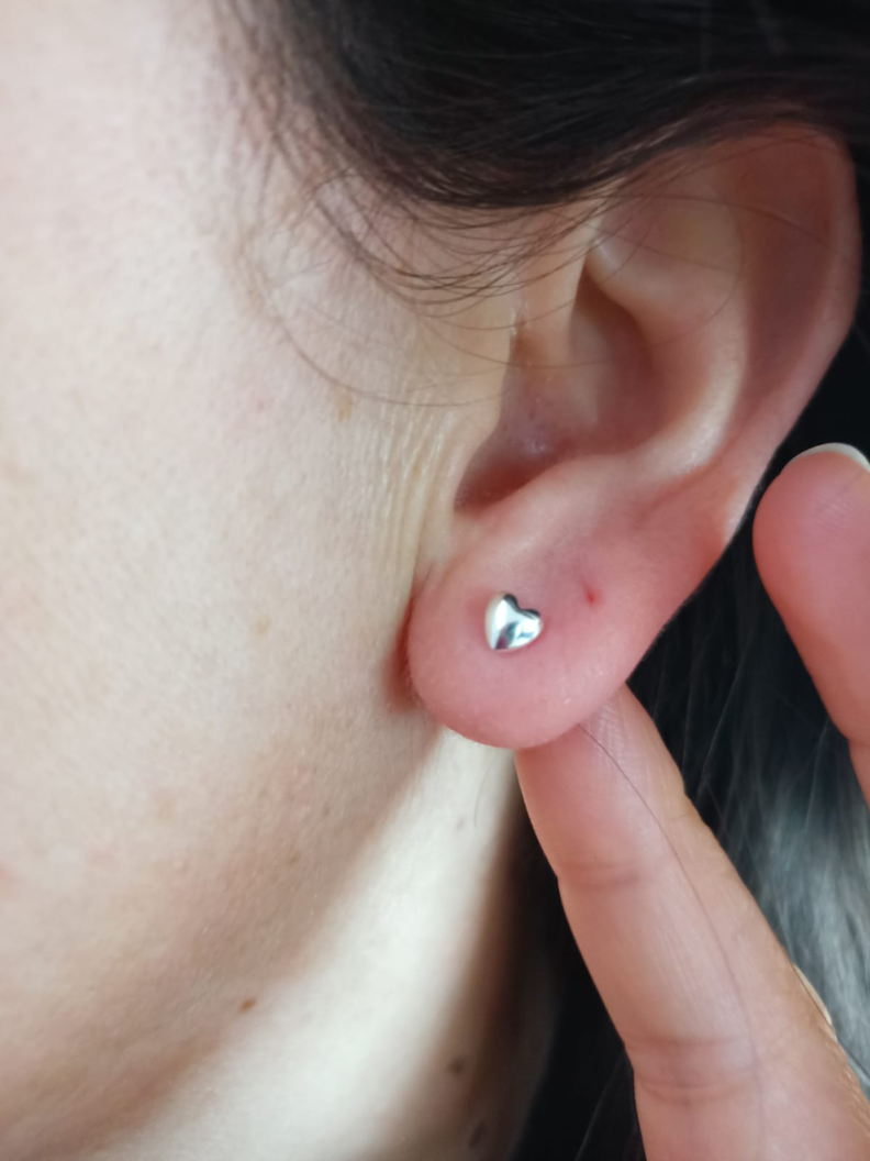 Pendientes Corazon Bebe Niña Adulto Plata Chapado Oro Blanco-4