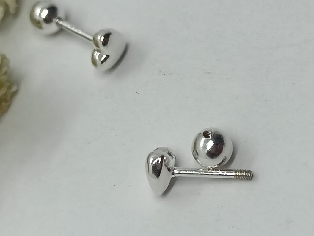 Pendientes Corazon Bebe Niña Adulto Plata Chapado Oro Blanco-1