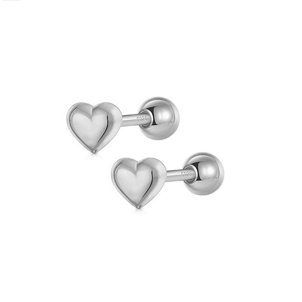Pendientes Corazon Bebe Niña Adulto Plata Chapado Oro Blanco-0