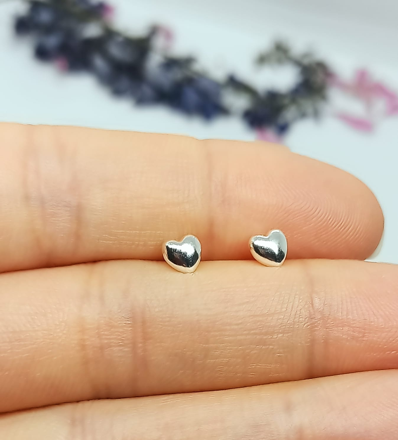 Pendientes Corazon Bebe Niña Adulto Plata Chapado Oro Blanco-2