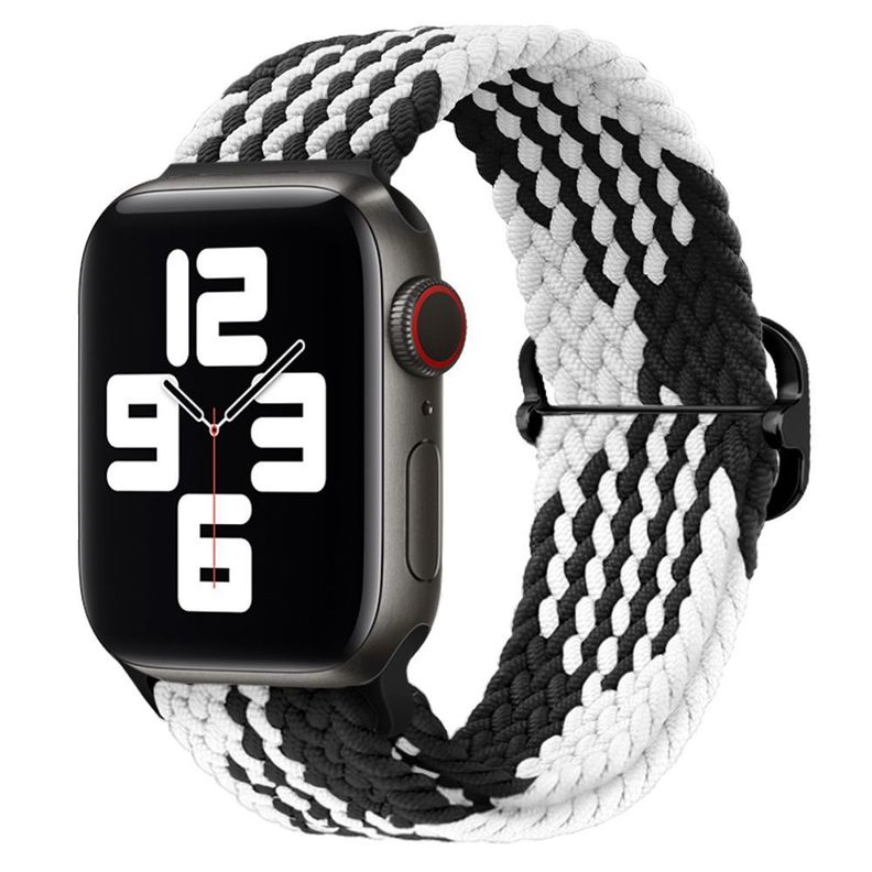 Correa Trenzada Compatible Iwatch Apple Watch Blanco Con Negro 38-40-41MM-0