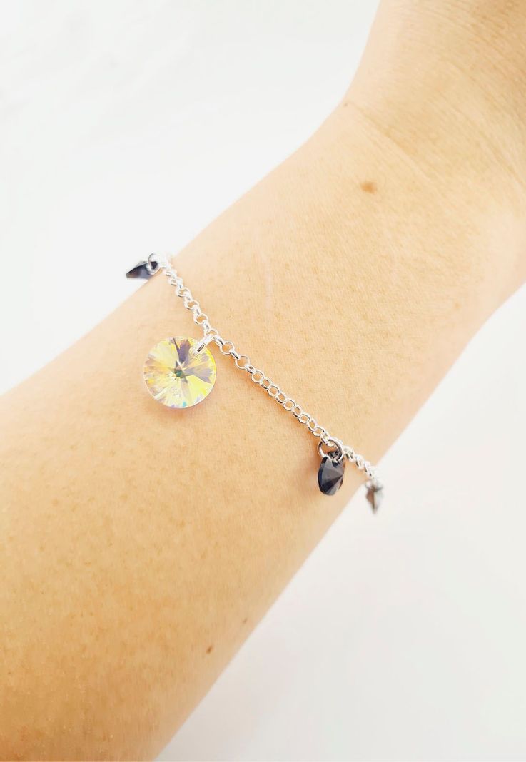 Pulsera Nepal Plata 925 y Cristales Silver Night-3