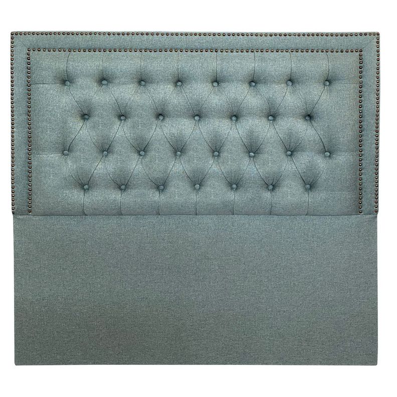 Respaldo Capitoné Frame Doble Tachas Lino Verde Jeans - Queen-0