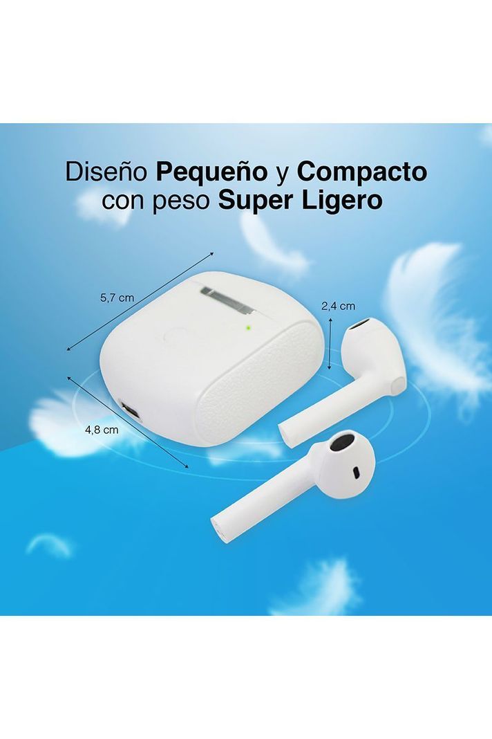 Audífonos Earbuds Reisen V2 Bluetooth IPX4 Blanco-4
