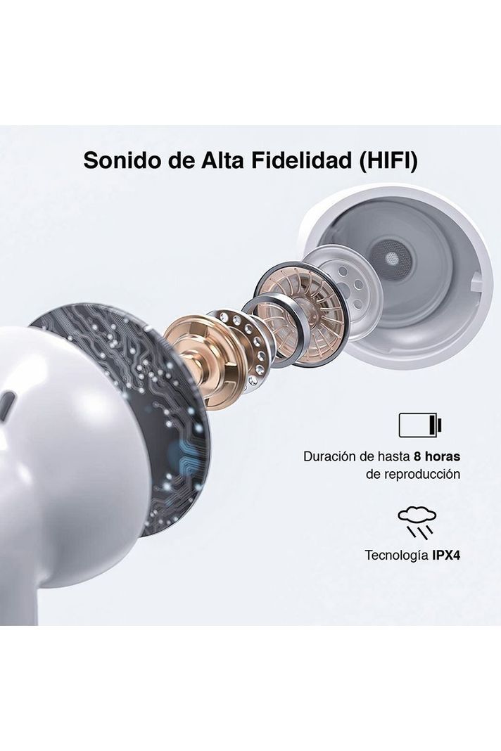 Audífonos Earbuds Reisen V2 Bluetooth IPX4 Blanco-3