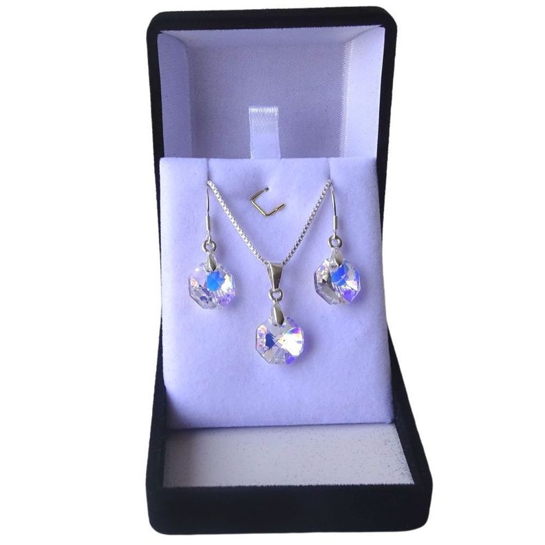 Conjunto Plata Con Octágonos Aurora Boreal - MABELITA-3