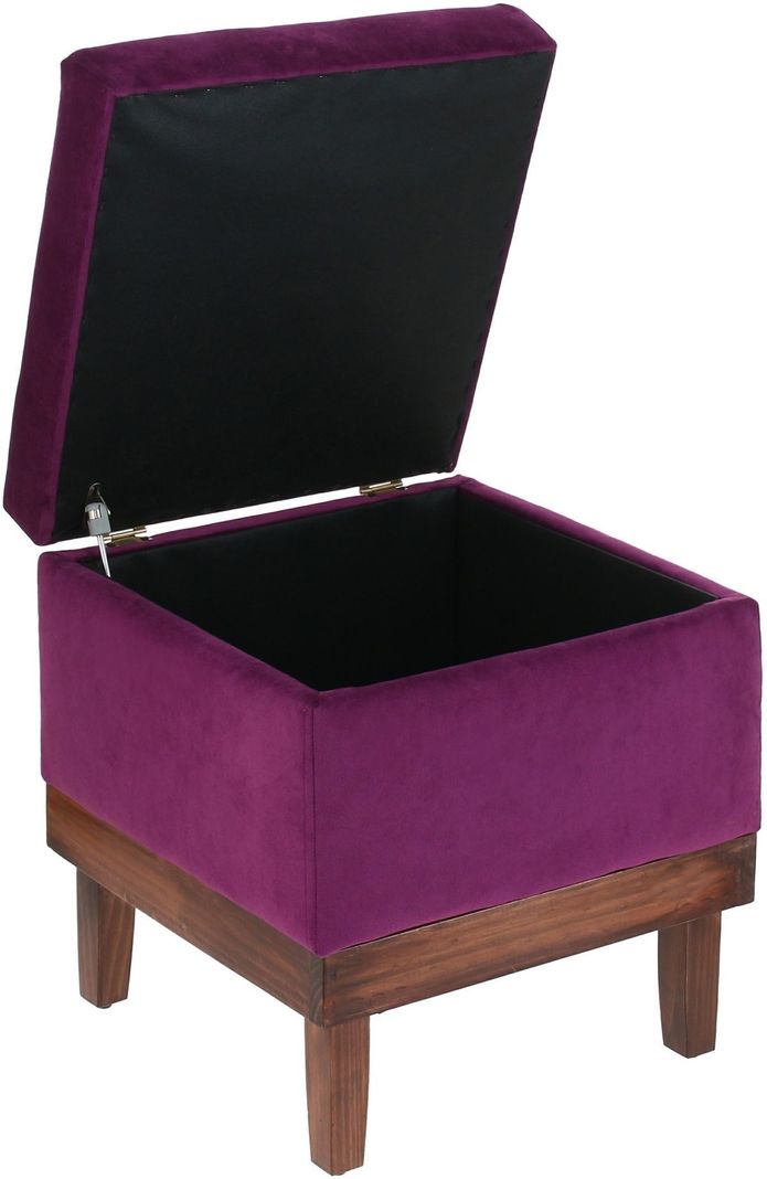 Pouf Baúl Emilia Morado Felpa 45x45x46 cm Máxima Design-2