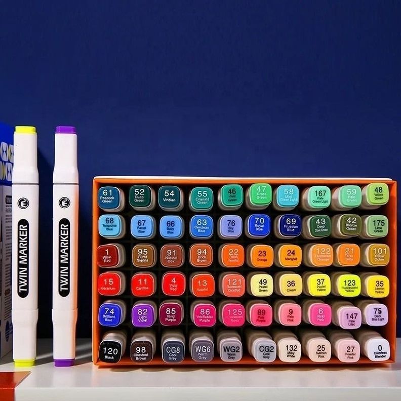 Marcadores Doble Punta 60 Colores Plumones-2